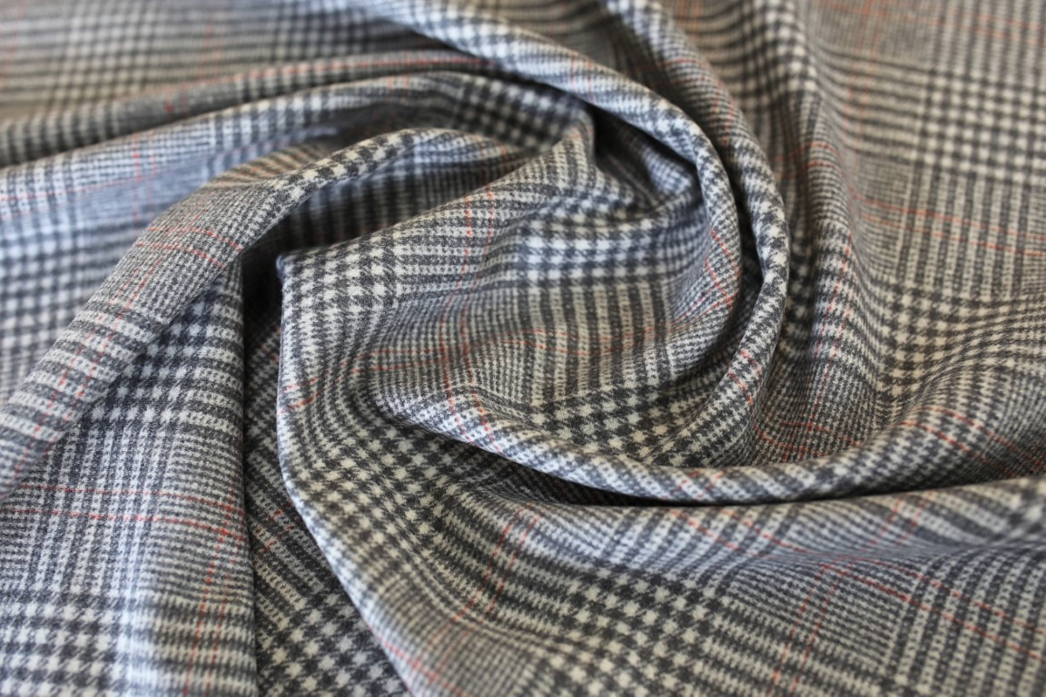 Milan Wool Plaid Fabric, Grey